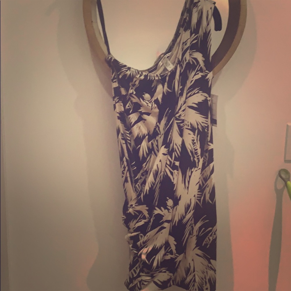 DVF one shoulder tropical print cocktail dress